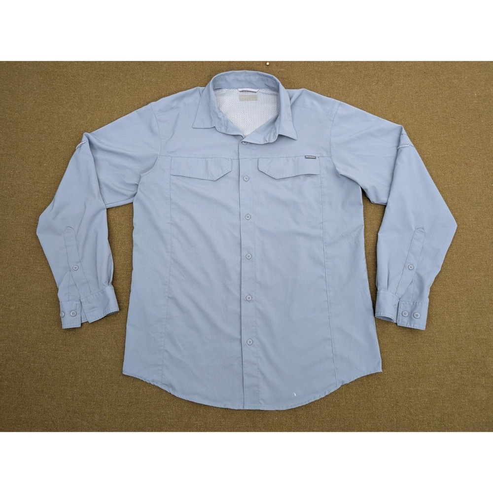 Columbia Shirt Mens Large Baby Blue Fishing Omni Shade Sun Protection Button Up